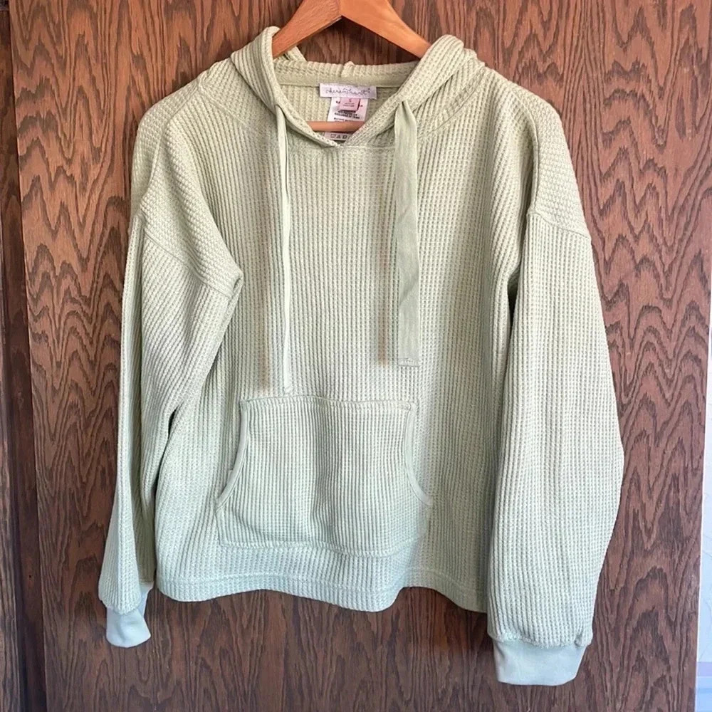 Green Waffled Hooded Long Sleeve S